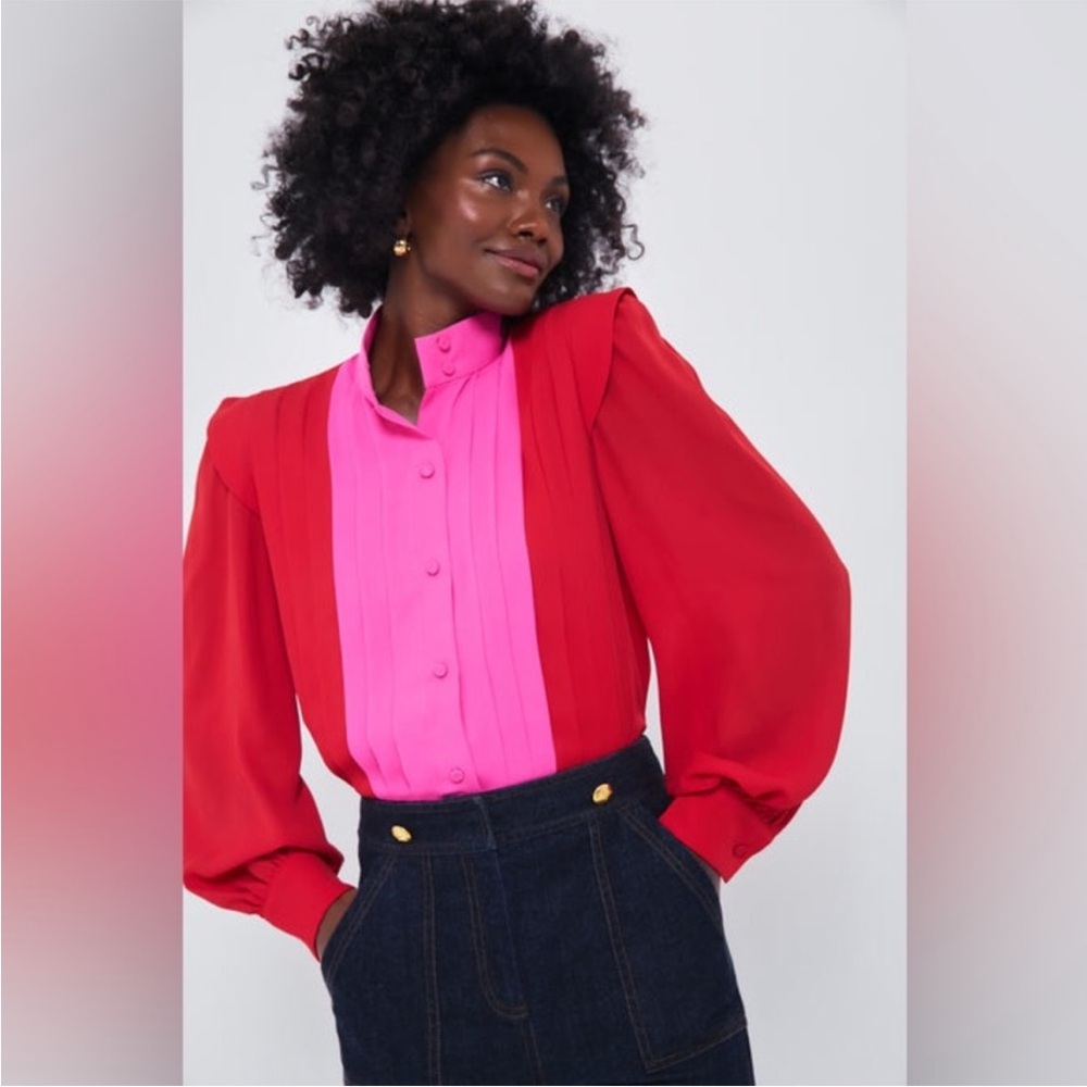 SOLD OUT NWT Tuckernuck x India Hicks Scarlet and Hot Pink Grove Blouse